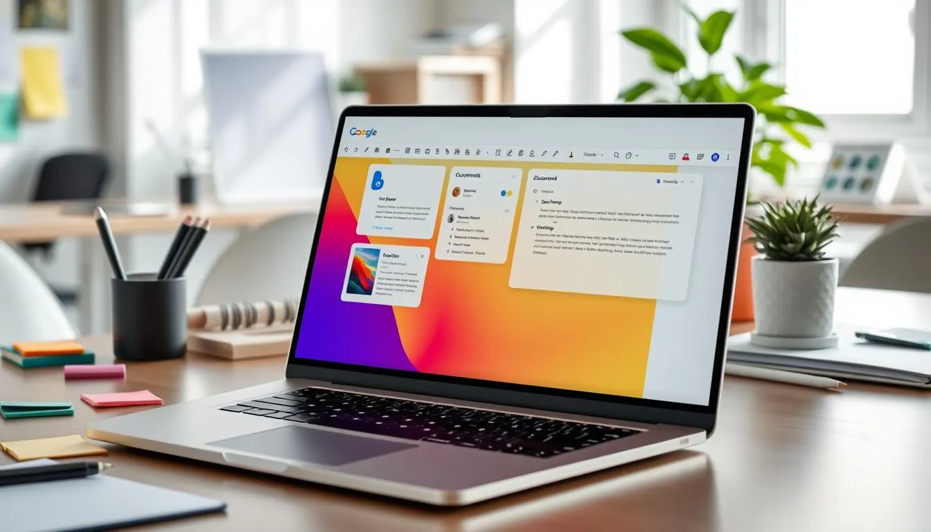 Dokument w edytorze Google Docs otwarty na laptopie podczas wspólnej edycji